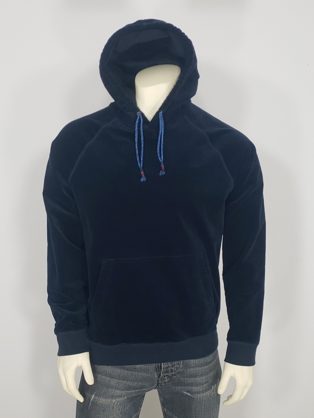 SCOTCH & SODA AMSTERDAM NAVY BLUE CORDUROY PULLOVER HOODIE MEN'S XL